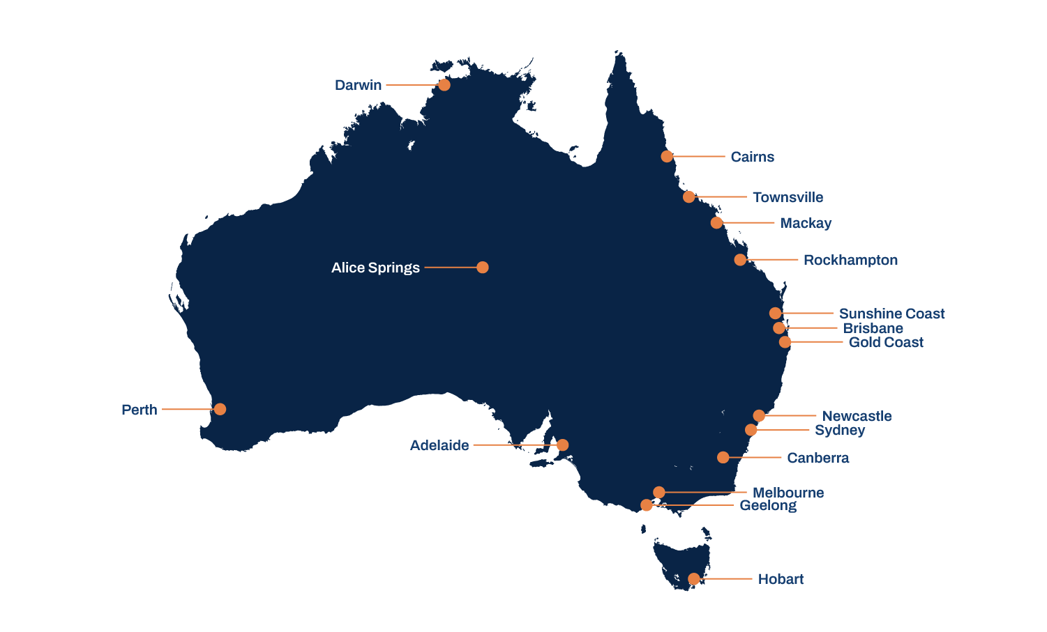 Electrical Testing Services coverage map of Australia